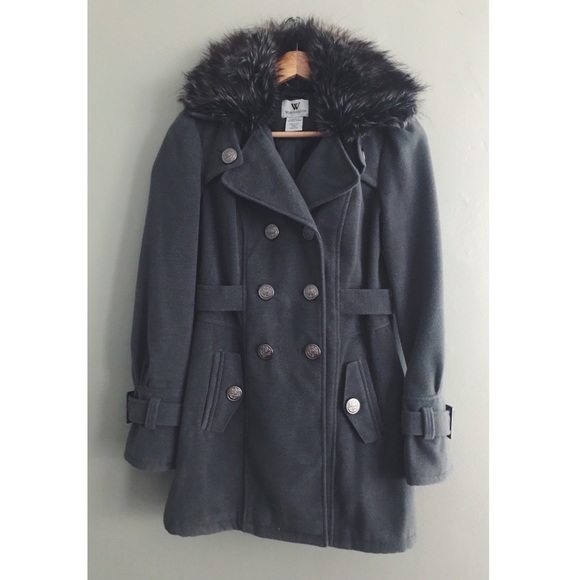 🆕 Worthington Fur Collared Peacoat - Picture 2 of 6